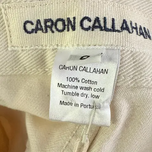 Caron Callahan NWT Stewart Khaki Painter Print Sz 0 Straight Wide Leg Jeans Pant Tan