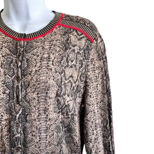 Anthropologie AldoMartins 12 Cardigan Sweater Wool Blend Snakeskin print Brown