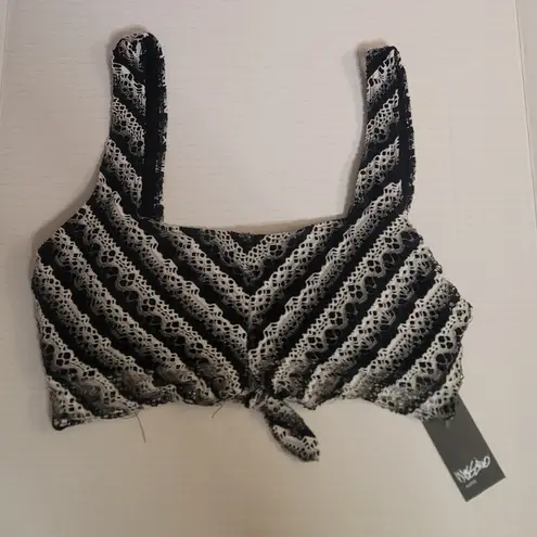 NWT! Mossimo Black White Crochet Knotted Bralette Bikini Top L Size L