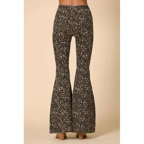 Blank Paige Leopard Print Bell Bottom Jeans Raw Hem Size M
