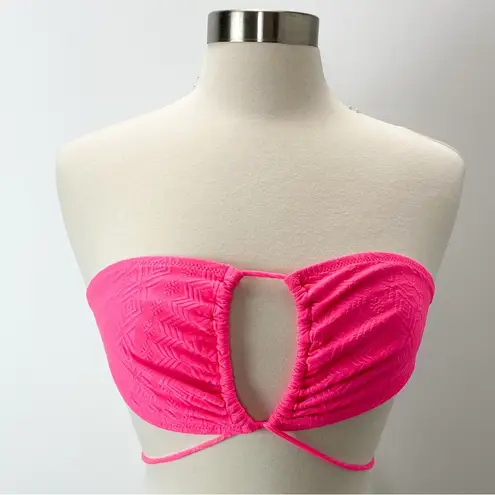 American Eagle  Hot Pink Tribal Textured Triangle String Bikini XL #204