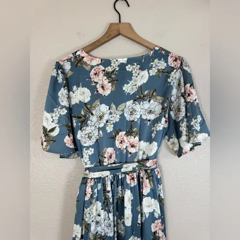 Baltic Born Sicily Satin Blue Floral Maxi Dress size XL $79