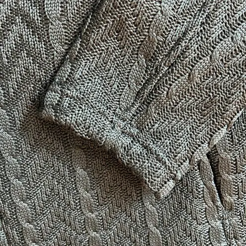 Boston Traders Cable Knit Sweater Jacket Full Zip Black Fleece Lined Size M