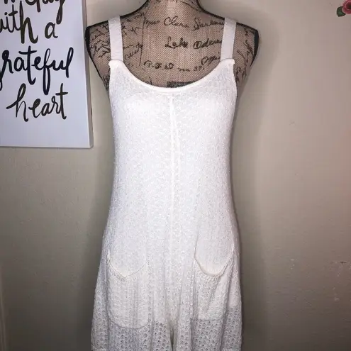 Free People  LA Lady Knit Oversized Cream Jumper Pockets Retro Lined Size Medium