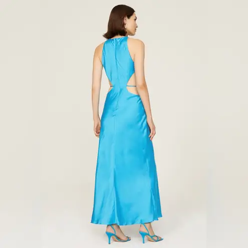 Alexis Lune Gown Womens Blue Sleeveless Cutout A-Line Maxi Satin Medium