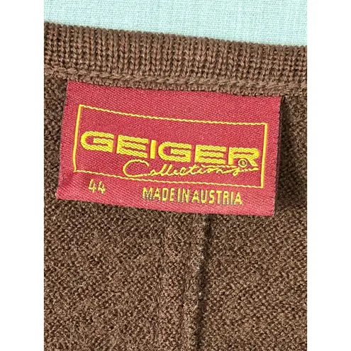 Vintage 80s/90s Geiger Austria Wool Cardigan Brown Boiled Wool Jacket Size 44