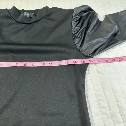 Elegant Black Faux Leather Sleeve With Side Open Dress Size M