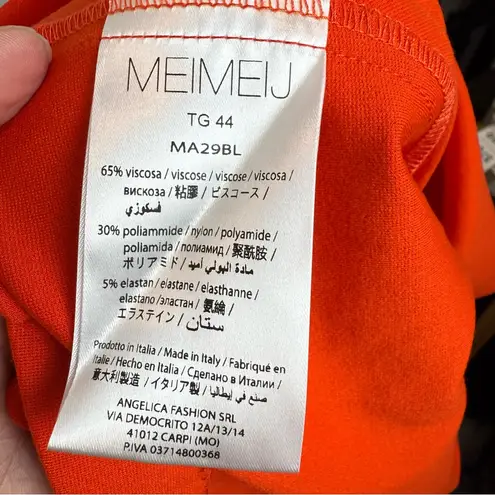 Meimeij Top Women's 44 M Red Stretch Long Sleeve Twisted