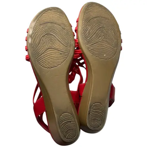 Naturalizer Red Strappy Slingback Wedge Sandals Women’s Size 8M