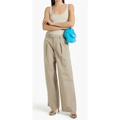 NWT Slvrlake Lola Cotton Twill Wide Leg Pants Sz. 32W Tan