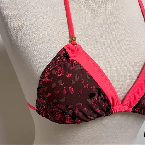 Quintsoul Beastie Girl Triangle Bikini Halter Top Fluorescent Splatter Medium Orange Size undefined