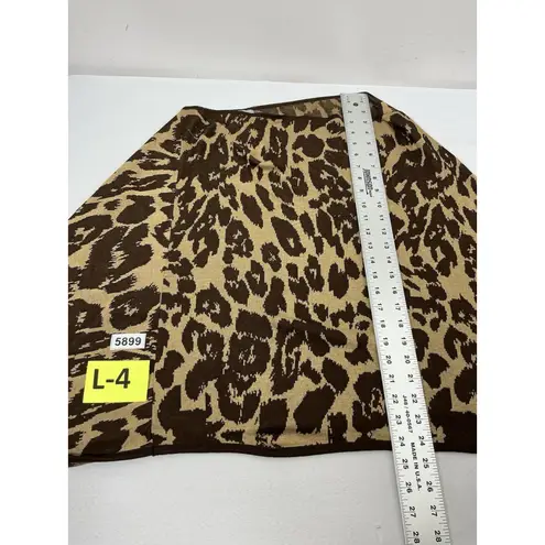 Ny Collection Womans Animal Print Poncho L/XL Brown Beige Wide Neck