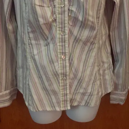 Willi Smith White & Pink Striped Collard Shirt Size 8