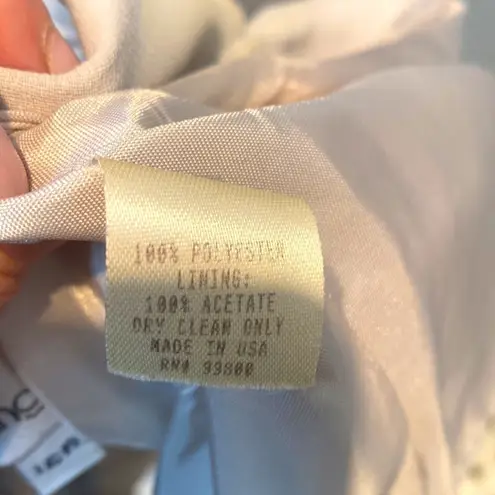 Bloomingdale’s dove grey polyester jacket and midi skirt. Size 12P/10P. Gray