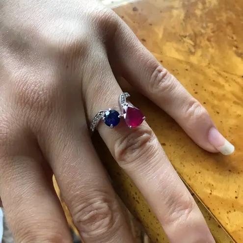 Natural Ruby Masoala Sapphire Sterling Silver Ring Blue Size 6