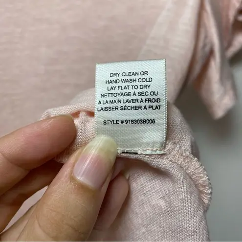 Rebecca Taylor Cold Shoulder Flutter Sleeve Linen Top Light Pink Sz Medium