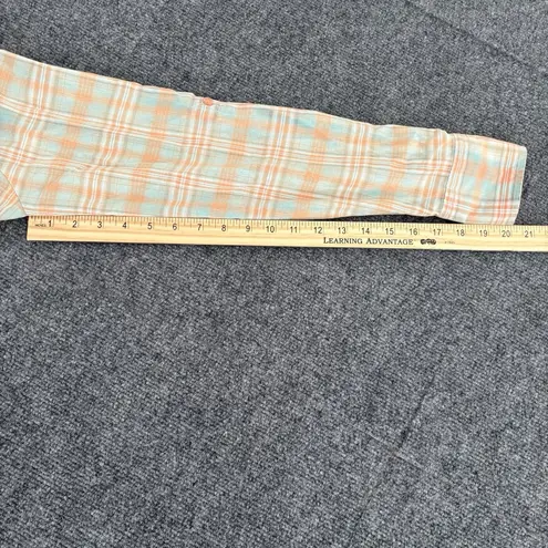 Roar Women's Embroidered Blue Orange Button Up Plaid Western Shirt – Size Medium