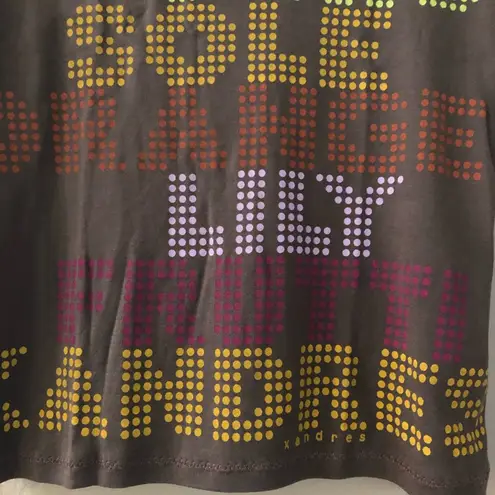 Belgium Xandres Graphic Tee Anis Sole Lily Frutti European Travel Vacation Brown Size L