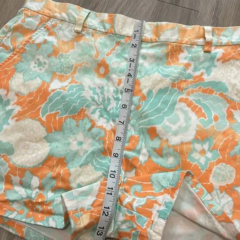 Tibi  Shorely Orange Floral Chino Shorts Sz 10