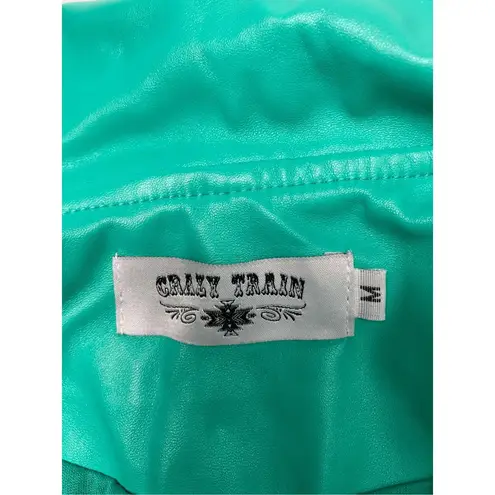 Crazy Train Teal Camaro Faux Leather Jacket M
