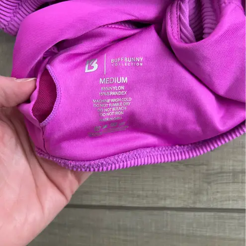 Buffbunny Collection Buffbunny Collections Bright Pink Ribbed Scoop Neck Sports Bra M