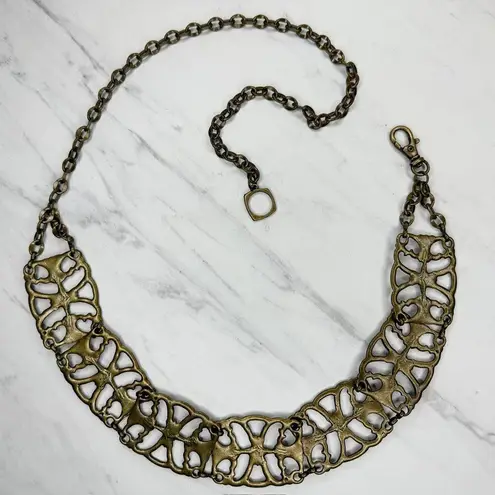 Y2K Chunky Blue Studded Flower Gold Chain Belt β¨