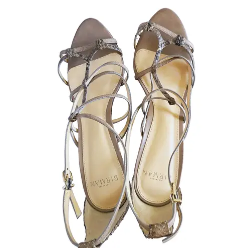 Alexandre Birman Python Snakeskin Strappy Wedge Heel 10 Brown Luxury Mobwife - Image 11