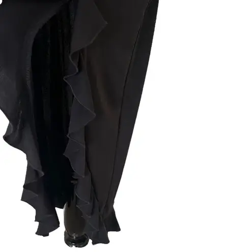 Gunne Sax Jessica McClintock Black Dress Size 7 Ruffles Split Feminine Chic y2k