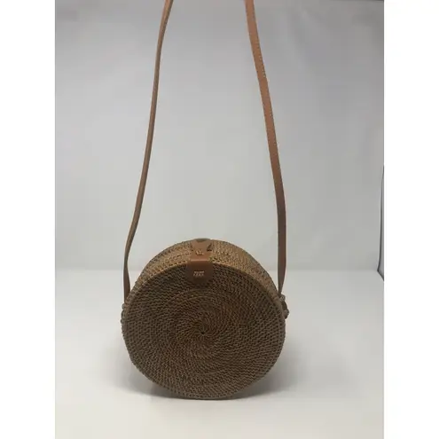 Round Wicker Straw Rattan Bag Women's Hand Woven Shoulder Purse