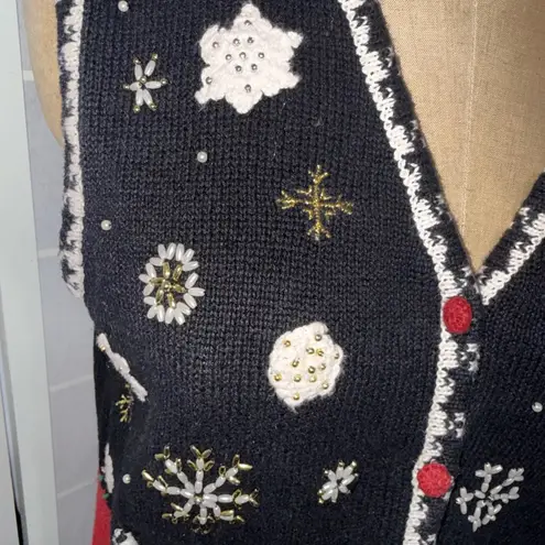 Designers Originals Studio Joy Christmas Sweater Vest Large Scottie Black