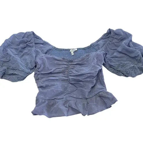 Heartloom Top Womens Small Blue Purple Puff Sleeve Jess Polka Dot Cotton Revolve
