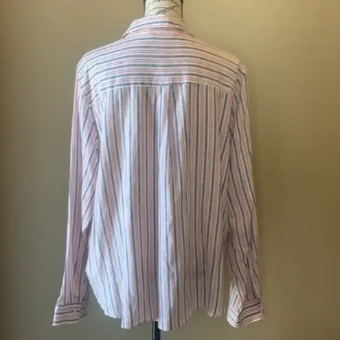 Popsugar  linen blend striped button down tie front shirt XXL NWT