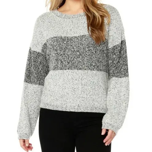 Bobi NWT BLACK Stripe Boatneck Sweater, S Ivory/Black (looks gray, as pictured)