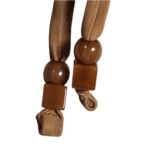 Aerie  Triangle Bikini Top Tan Ruffle Straps Lace Up Back Size L