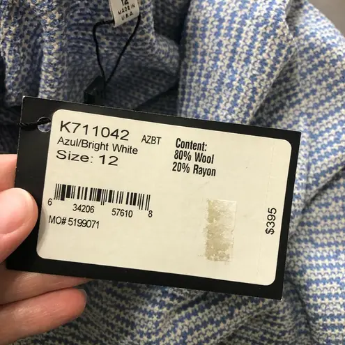 St. John NWT Wool Blend Tweed Pencil Skirt in Azul Blue Bright White - Size 12