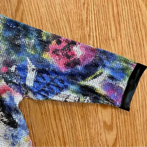 Michael Simon Multicolor Sequin Purple Bomber Jacket Shacket Womens 1X Plus