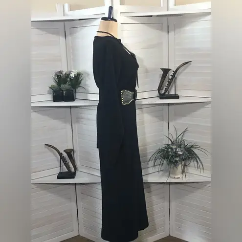 Vintage Y2K 90s Wool Blend Gray Long Sleeve Sweater Midi Dress Size M L Black Size M