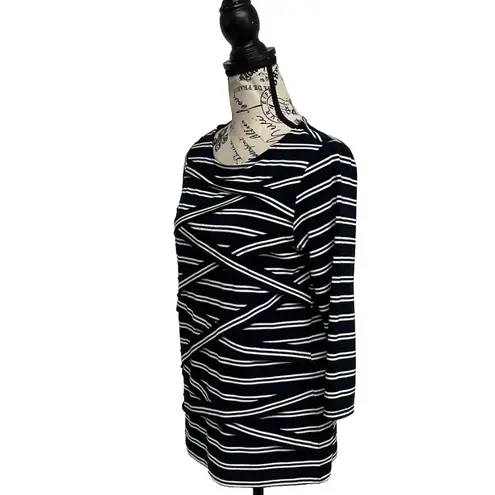 Chico's Chico’s Women’s Layered Double-Stripe Top Black White Nautical Preppy Coastal M