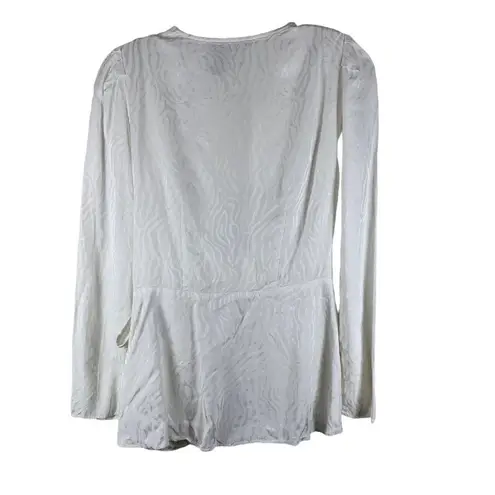 Jay Godfrey White Zebra Print Jacquard Draped Wrap Top Size 4