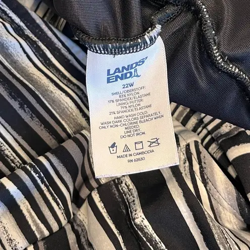 Lands' End Swim Dress Tummy Control Surplice Wrap One Piece Swimsuit 22W Black