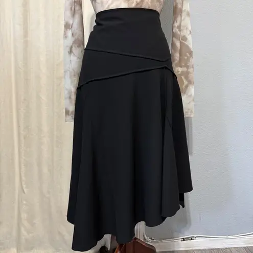 Karen Kane Women Black Asymmetrical Midi Fit & Flare Gothic Skirt Size XL