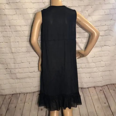 Vintage Black Nightgown Lace Collar & Hem Size undefined