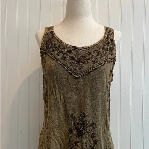 Fairycore Witchy Dark Bohemian Renaissance Embroidered Midi Dress Free Size O/S Black