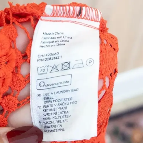 H&M x Coachella Womens Crochet Mini Dress Size XS Orange Boho Festival Coastal