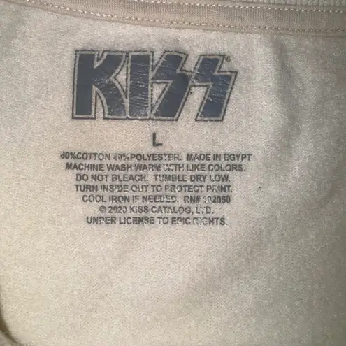 KISS Band Graphic Sweatshirt Large Cream Crew Neck Long Sleeve Women's Top