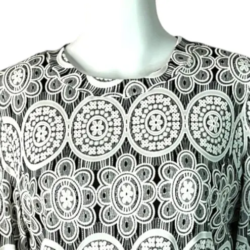 Joseph Ribkoff Shirt Womens 14 Black White Baroque Floral Artsy Cottagecore