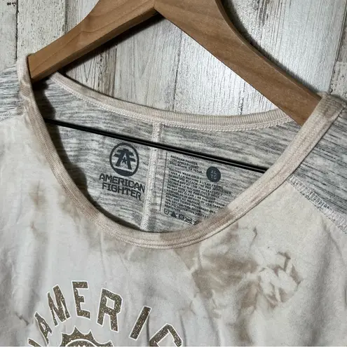 American Fighter Gray White Tie Dye Long Sleeve Shirt Womens Size XL