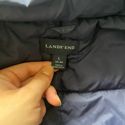 Lands’ End Violet Purple Puffer Vest Jacket Button Up Size Women’s Large Fall