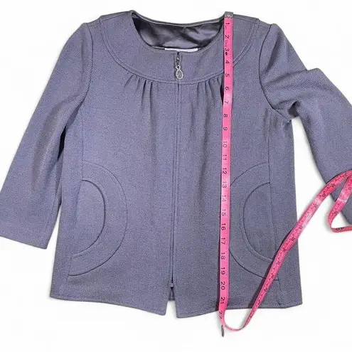 Blue/Purple St. John Collection jacket with silver zipper gem closure