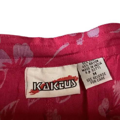 Kaktus Linen Blend Cropped Pants Pink Size M